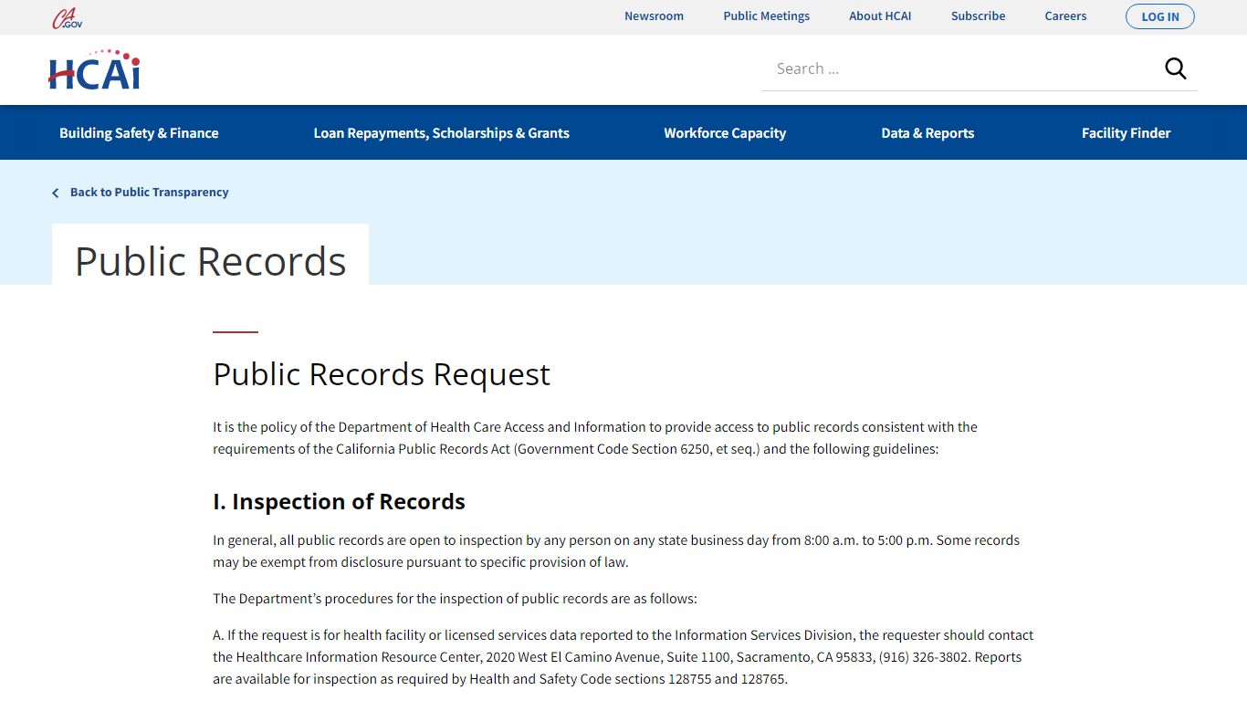 Public Records - HCAI